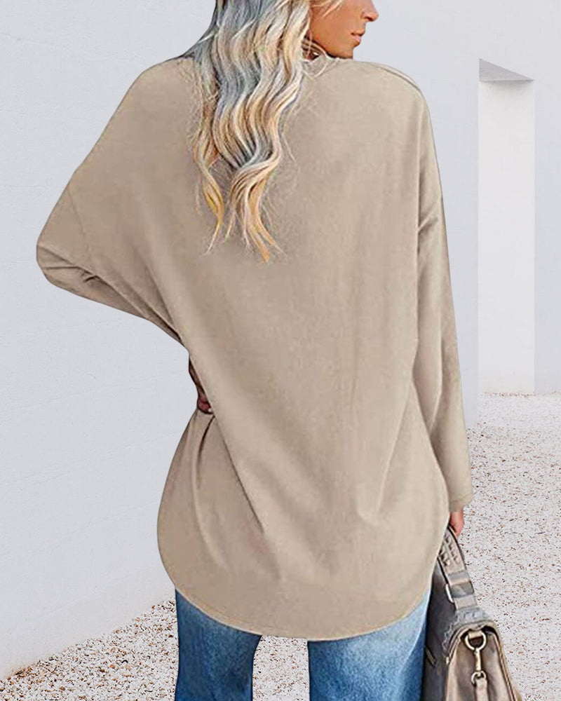 Maison Lefèvre™ | T-shirt femme uni col V manches longues