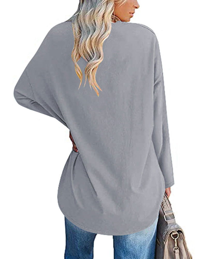 Maison Lefèvre™ | T-shirt femme uni col V manches longues
