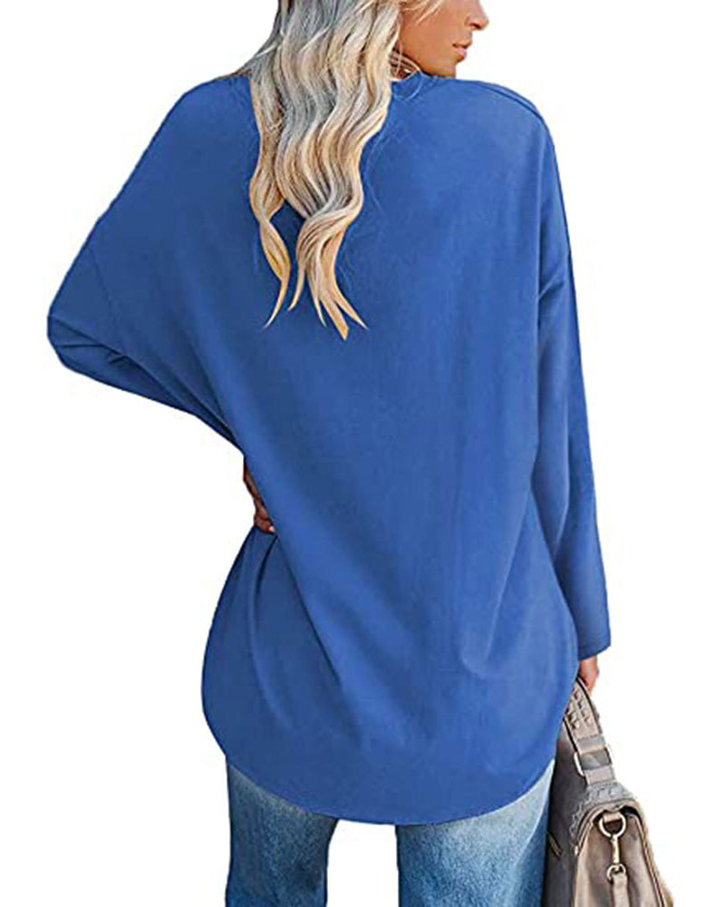 Maison Lefèvre™ | T-shirt femme uni col V manches longues