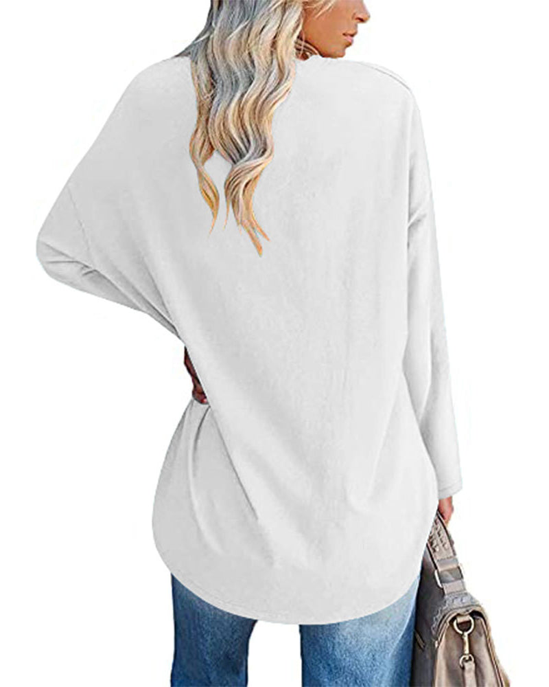 Maison Lefèvre™ | T-shirt femme uni col V manches longues